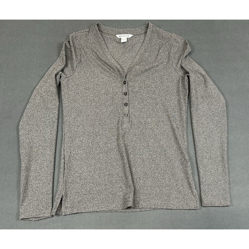 Athleta Sweater Womens Medium Long Sleeve Lightweight Ribbed Henley Top